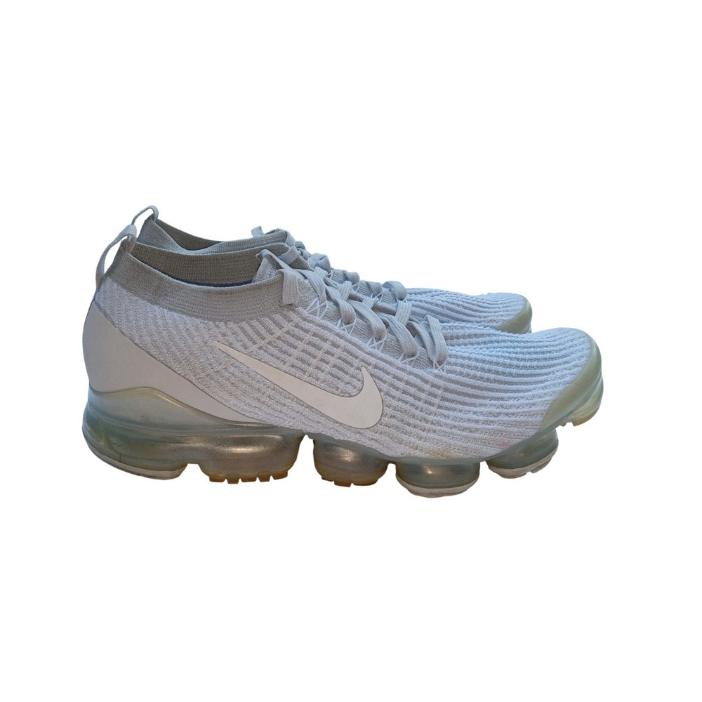 Nike Air VaporMax 3 Flyknit Women Size 12 Grey White Running Shoes‎ AJ6910-100